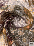 Multi-Pattern Collage Printed Silk Chiffon - Black / Off-White / Olive / Yellow
