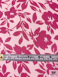 Floral Silhouette Printed Silk Chiffon - Magenta / Pale Powder Pink