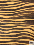 Wavy Striped Striations Printed Silk Chiffon - Brown / Yellow-Tan