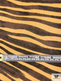 Wavy Striped Striations Printed Silk Chiffon - Brown / Yellow-Tan