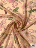 Wilting Floral Printed Silk Chiffon - Nude / Dusty Pink / Green / Sangria
