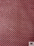 Circle Grid Printed Silk Chiffon - Red / Black