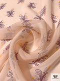 Floral Printed Silk Chiffon - Blush / Black / Peach