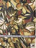 Ethnic Floral Printed Silk Chiffon - Olive / Brick / Black / Off-White