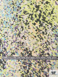 Abstract Splatter-Look Printed Silk Chiffon - Chartreause / Purple / Grey / Sky Blue