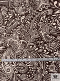 Italian Paisley-Chic Printed Silk Chiffon - Dark Brown / Ivory