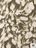 Italian Hazy Windy Floral Printed Silk Chiffon - Olive / Off-White