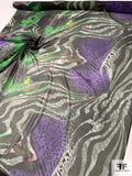 Exotic Animal Pattern Collage Printed Silk Chiffon - Purple / Green / Black / Grey / White