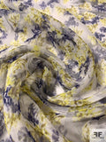 Frigid Floral Printed Silk Chiffon - Yellow / Purple / Dark Grey / Grey