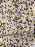 Frigid Floral Printed Silk Chiffon - Yellow / Purple / Dark Grey / Grey