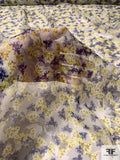 Frigid Floral Printed Silk Chiffon - Yellow / Purple / Dark Grey / Grey