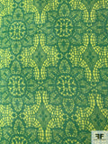 Ecclesiastical Floral Printed Silk Chiffon - Green / Lime