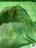 Ecclesiastical Floral Printed Silk Chiffon - Green / Lime