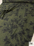 Abstract Printed Silk Georgette - Army Green / Black