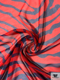 Zebra Pattern Printed Silk Chiffon - Red / Blue