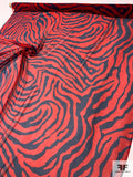 Zebra Pattern Printed Silk Chiffon - Red / Blue