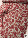 Italian Hazy Floral Printed Silk Chiffon - Dusty Cranberry / Grey