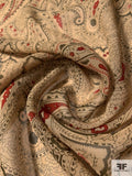 Paisley Printed Silk Chiffon - Tan / Ollive / Red