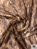 Feathery Leaf Printed Silk Chiffon - Brown / Tan / Beige