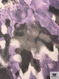 Watercolor Printed Silk Chiffon - Purple / Grey / Black