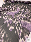Watercolor Printed Silk Chiffon - Purple / Grey / Black