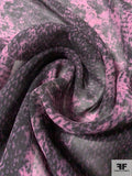 Italian Snakeskin Printed Silk Chiffon - Orchid / Black