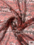 Sponge Paint Printed Silk Chiffon - Dusty Red / Brown / White / Purple