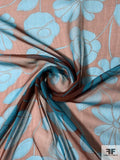 Jovial Floral Silhouette Printed Crinkled Silk Chiffon - Teal / Maroon