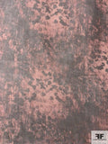 Hazy Abstract Printed Silk Chiffon - Dark Brown / Dusty Rose