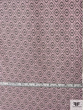 Ethnic Art Deco Lattice Printed Silk Chiffon - Gentle Pink / Black