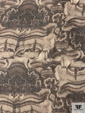 Abstract Psychedelic Printed Silk Chiffon - Dark Brown / Earth