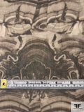 Abstract Psychedelic Printed Silk Chiffon - Dark Brown / Earth