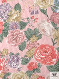 Italian Cottage Floral Printed Silk Chiffon - Gentle Pink / Dusty Coral / Sage / Purple