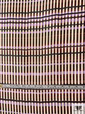 Italian Layer Stripes Printed Silk Chiffon - Lavender / Burgundy / Dark Brown / Cream