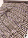 Italian Layer Stripes Printed Silk Chiffon - Lavender / Burgundy / Dark Brown / Cream