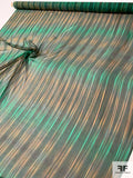 Streaky Tie-Dye Printed Silk Chiffon - Shades of Green / Golden Orange