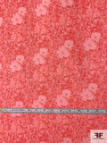 Floral Silhouette Collage Printed Silk Chiffon - Coral / Pink