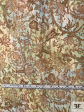 Antique Inspired Ornate Floral Printed Silk Chiffon - Earth Tones