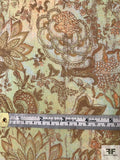 Antique Inspired Ornate Floral Printed Silk Chiffon - Earth Tones