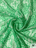 Ecclesiastical Floral Graphic Printed Silk Chiffon - Irish Green / Off-White