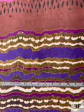 Boho Ethnic Chic Printed Silk Chiffon - Shades of Purple / Magenta / Orange / Black