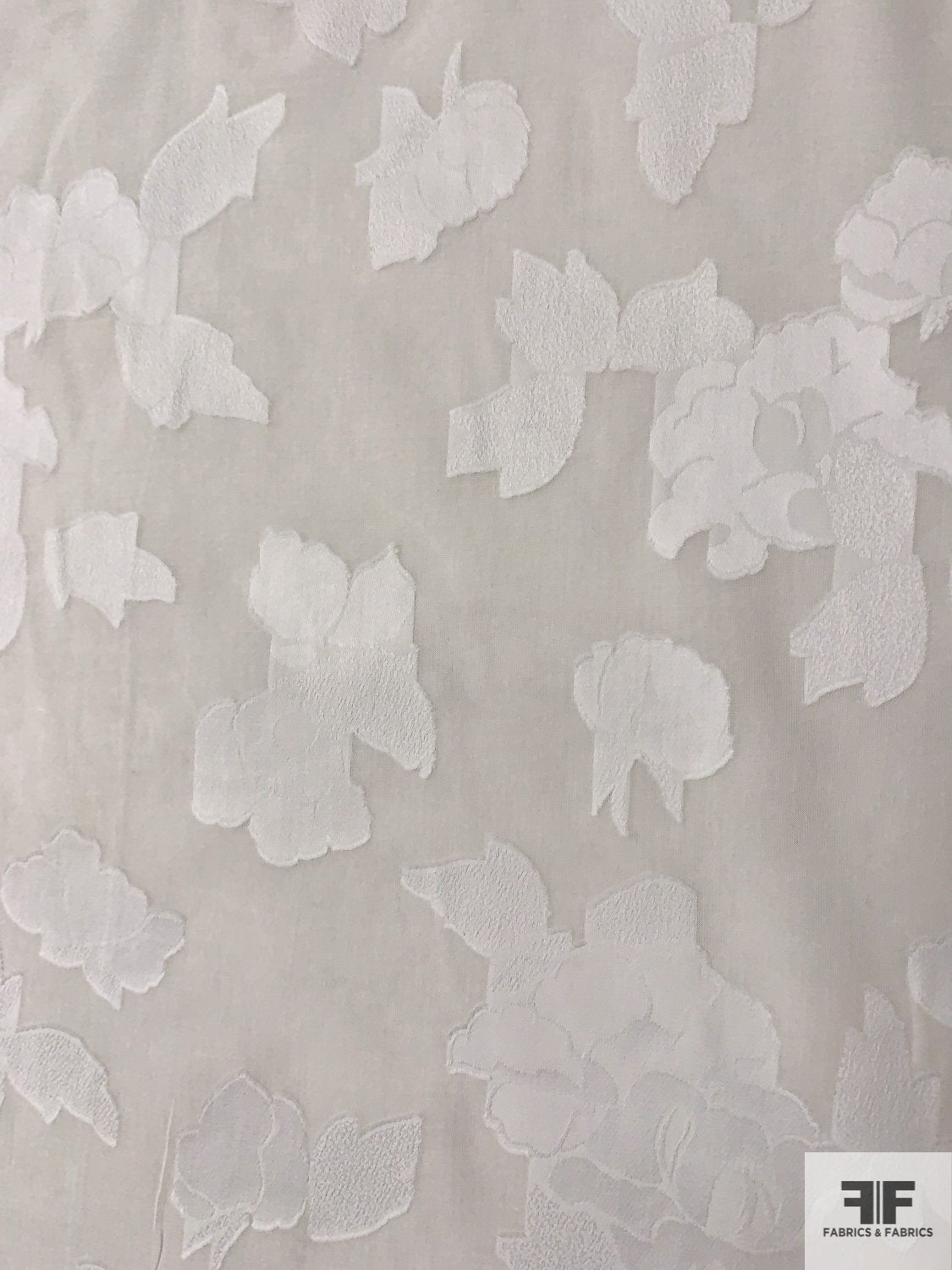 Famous NYC Designer Floral Fil Coupé Cotton Voile - Diamond White