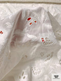 Lela Rose Floral Embroidered Cotton Voile Eyelet with Eyelash Detailing - White