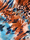 Safari Animal and Border Pattern Printed Silk Georgette - Shades of Brown / Black / Sky Blue