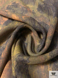 Abstract Printed Silk Georgette - Brown / Olive / Black / Saddle