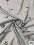 Whimsical Floral Silhouette Printed Silk Georgette - Light Grey / Stone Grey