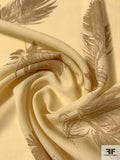 Floating Feather Printed Silk Georgette - Oat / Gentle Brown