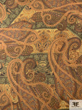 Antique Paisley Printed Silk Georgette - Caramel / Browns / Greens