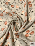 Autumn Peach Tree Printed Silk Georgette - Dusty Peach / Greys / Black