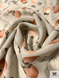 Autumn Peach Tree Printed Silk Georgette - Dusty Peach / Greys / Black